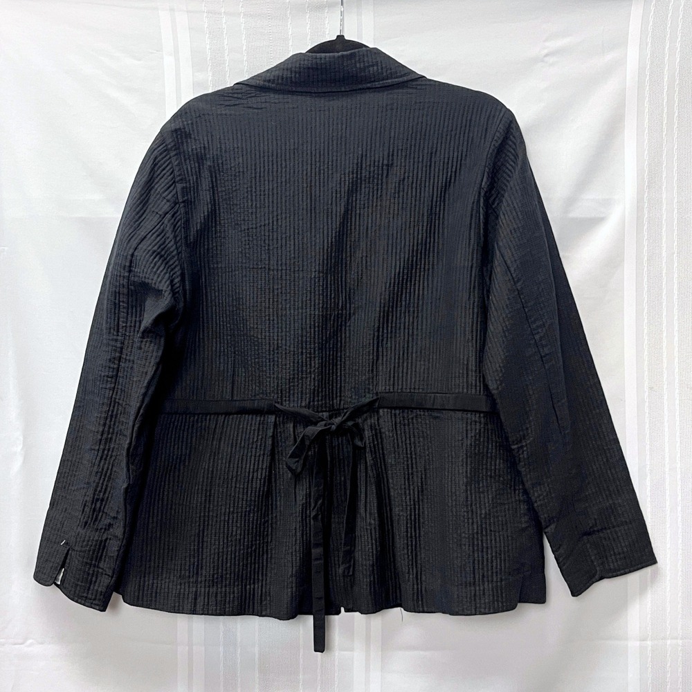 Coldwater Creek Black Quilted Tie Back Jacket Blazer Women 18 Office Preppy Plus